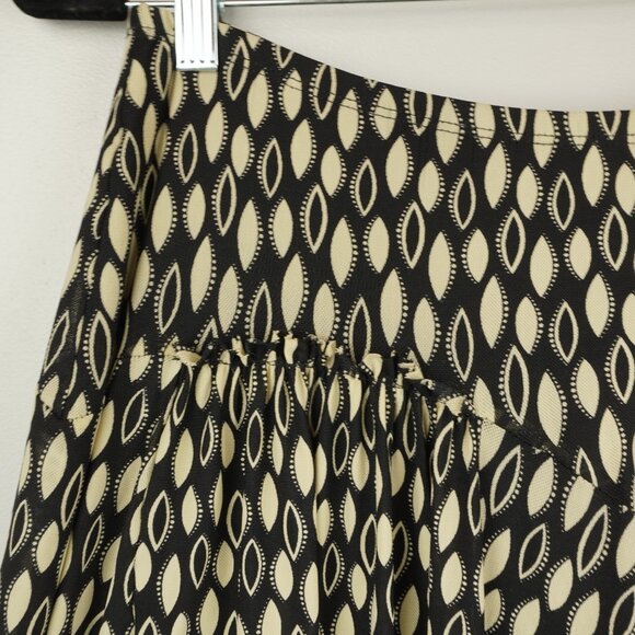 Max Studio Black and Cream Leaf Print Lined Midi Skirt Size Small - Picture 5 of 7